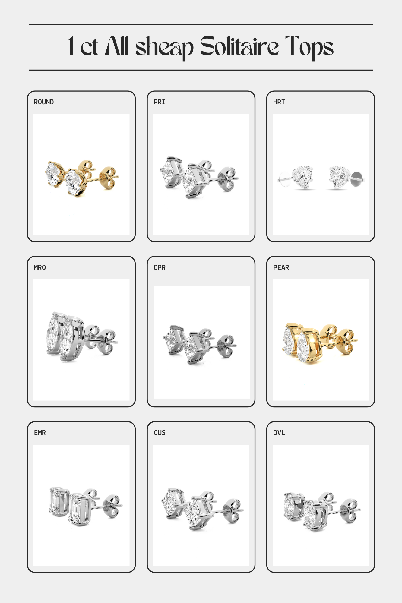 One Carat Diamond Tops – 3D Models + Photorealistic Renders